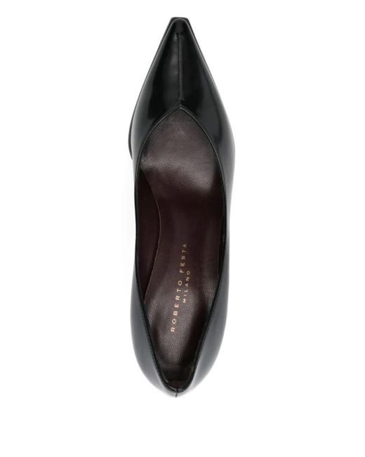 Roberto Festa Black Pointed-Toe Leather Pumps