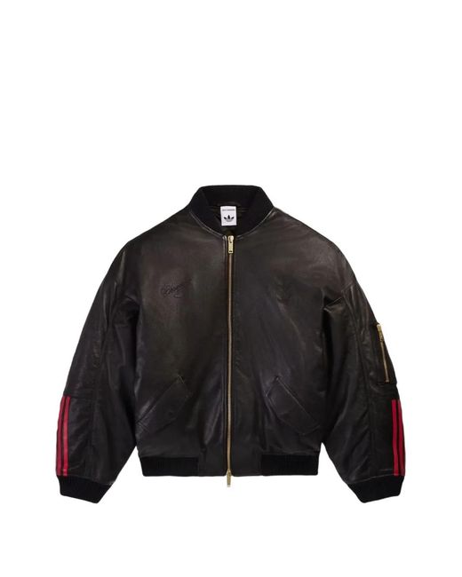Adidas Black X Willy Chavarria Leather Bomber Jacket for men