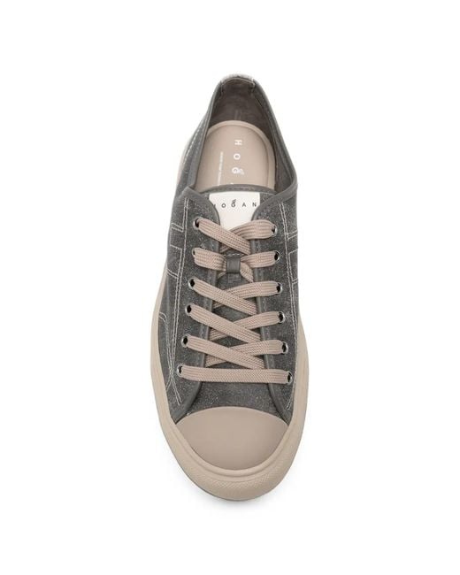 Hogan Gray H-Stitch Lace-Up Sneakers for men