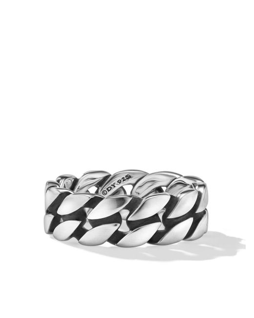 David Yurman Metallic Sterling Silver Curb Chain Band Ring for men