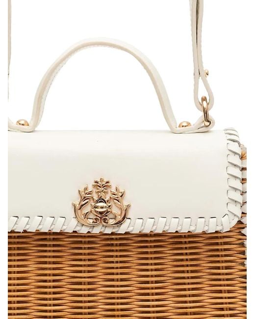 Selene top handle woven shoulder bag Isla de color White
