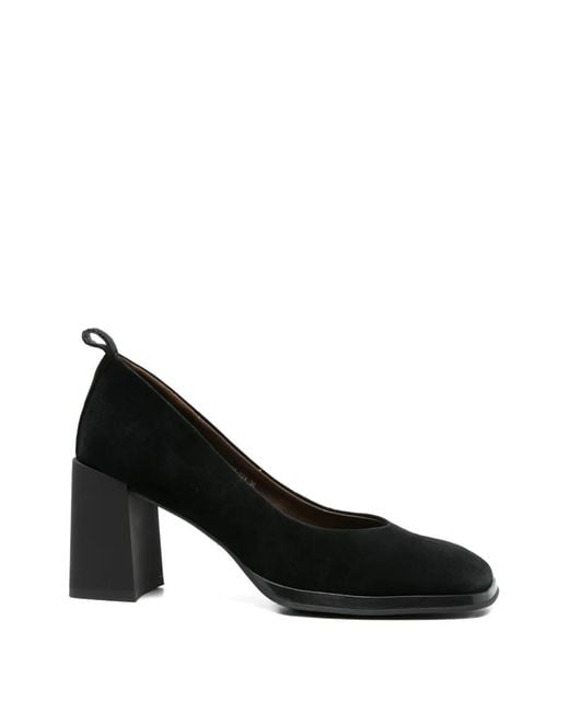 Linda Baumann Black Square-Toe Heeled Pumps