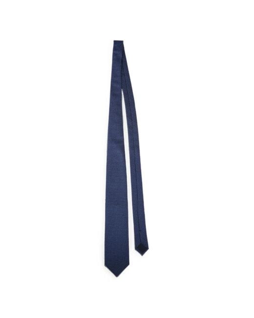 Corneliani Blue Geometric-Print Silk Tie for men