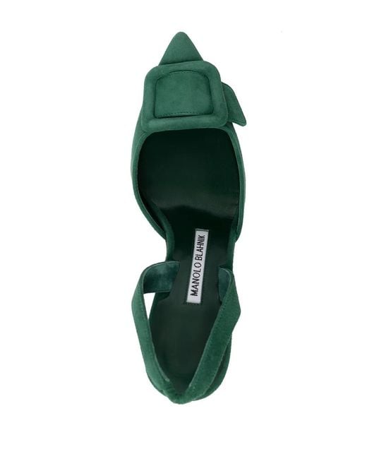 Pumps Con Cinturino Posteriore Maysale di Manolo Blahnik in Green