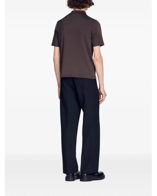 Sandro Brown Zip-Fastening Polo Shirt for men