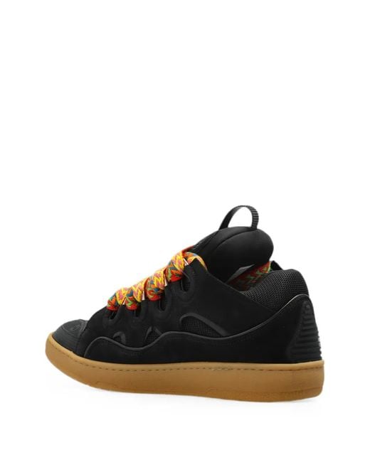 Lanvin Black Curb Oversized-Lace Sneakers