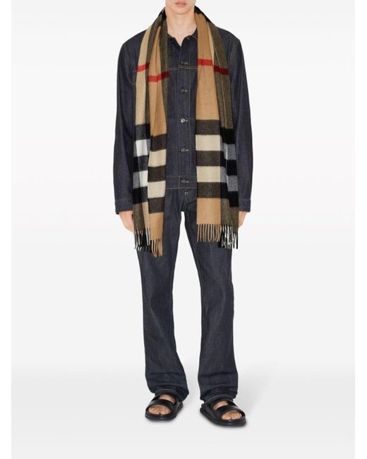 Burberry Brown Reversible Checked Cashmere Scarf