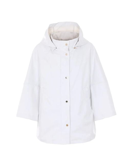 Moorer White Button Removable Hood Coat