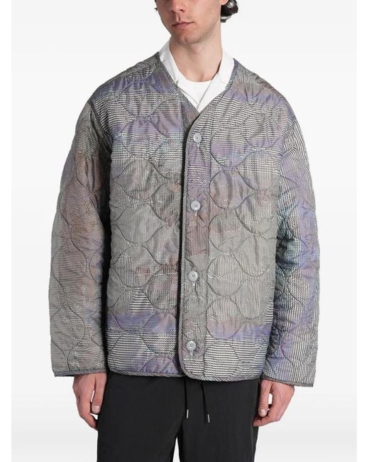Peacemaker Oamc Gray Casual V-Neck Quilted Button-Down Jacket for men