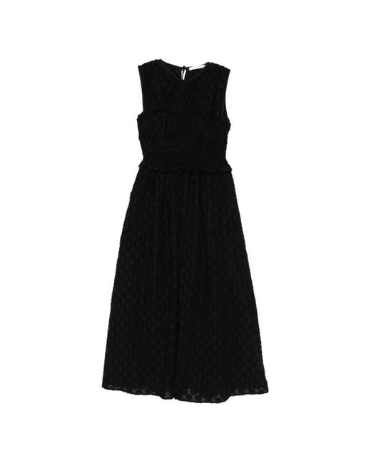 CECILIE BAHNSEN Black Dinah Smocked-Effect Maxi Dress
