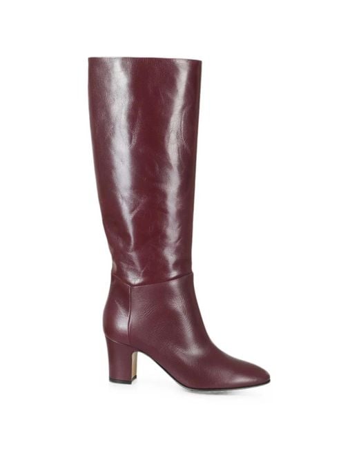Alberta Ferretti Red Polished-Finish Knee-High Block-Heeled Boots