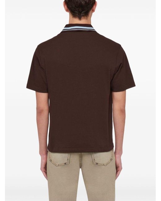 Ferragamo Brown Logo-embroidered Polo Shirt for men