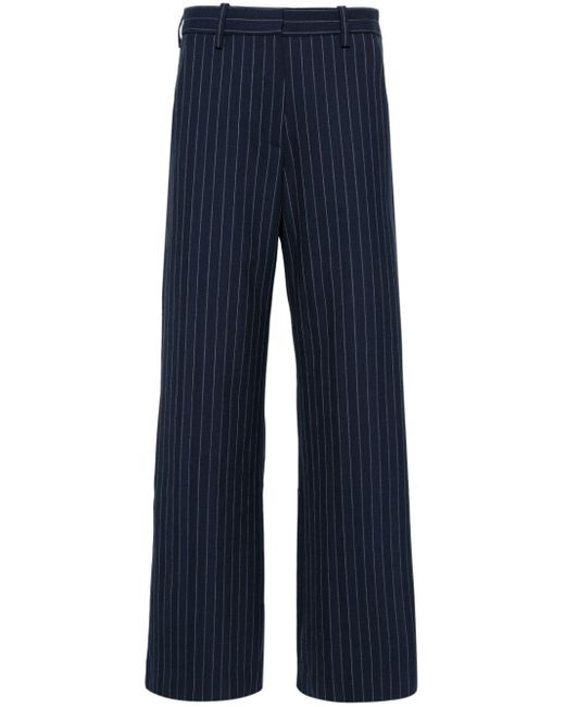 Maje Blue Pinstriped Mid-rise Flared Trousers