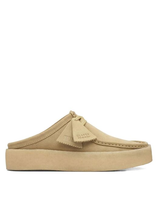 Clarks White Wallabee Cup Low "Maple Side" Mules for men
