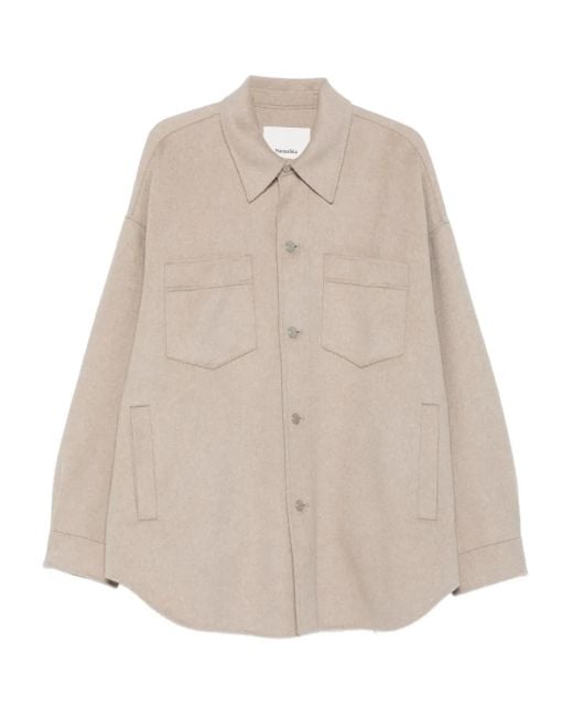 Nanushka Natural Martin Patch-Pocket Overshirt