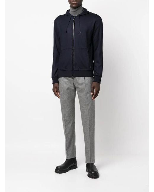Moorer Blue Jersey-Knit Hoodie for men