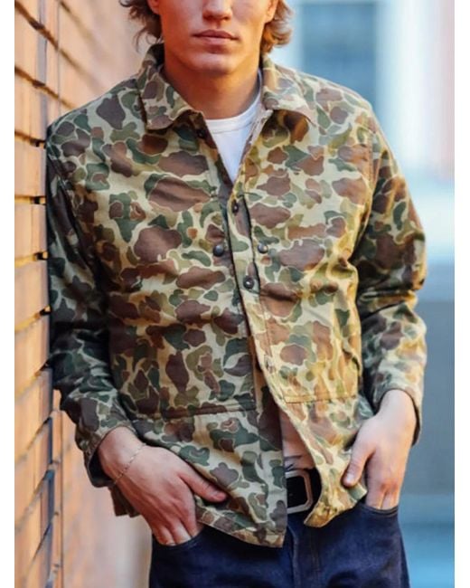 Fortela Green Camouflage Front-Pocket Overshirt for men