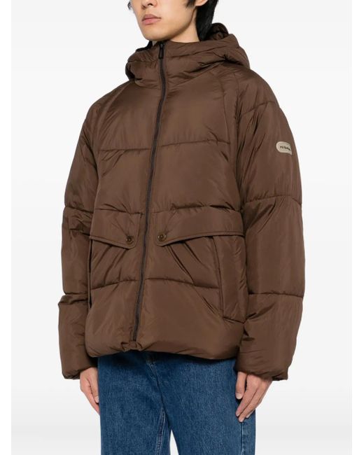 Paul Smith Brown Logo-Patch Padded Jacket for men