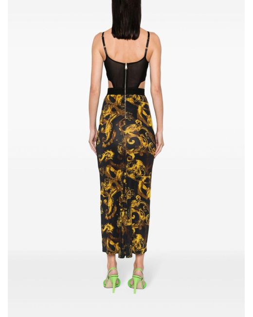 Versace Black Kleid mit Watercolour Couture-Print