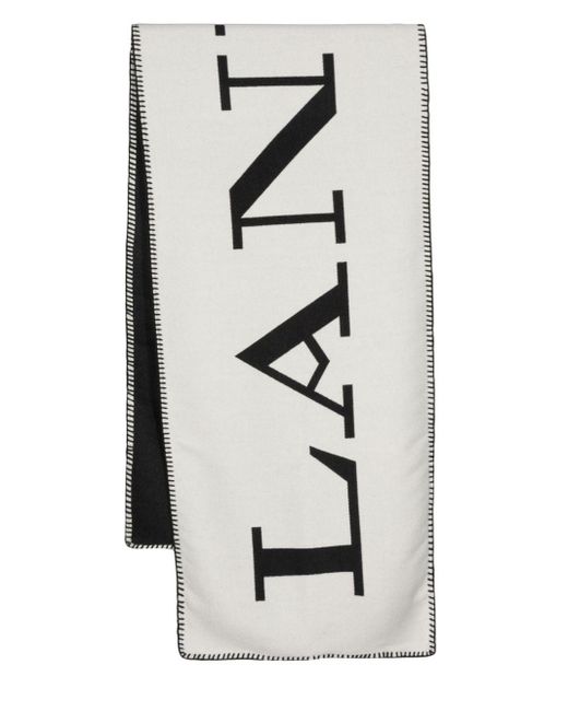 Lanvin White Schal mit Jacquard-Logo