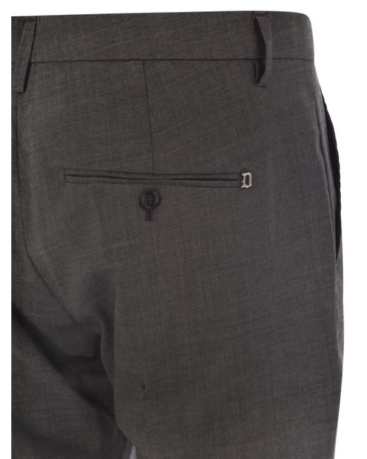 Dondup Gray Gaubert Belt-Loops Trousers for men