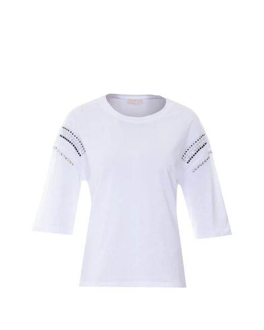 Liu Jo Blue Stud-Details T-Shirt