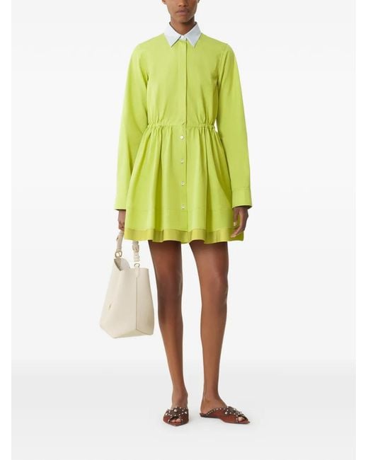 Lanvin Yellow Collared Buttoned Mini Dress