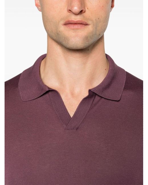Tagliatore Purple Keith Silk Polo Shirt for men
