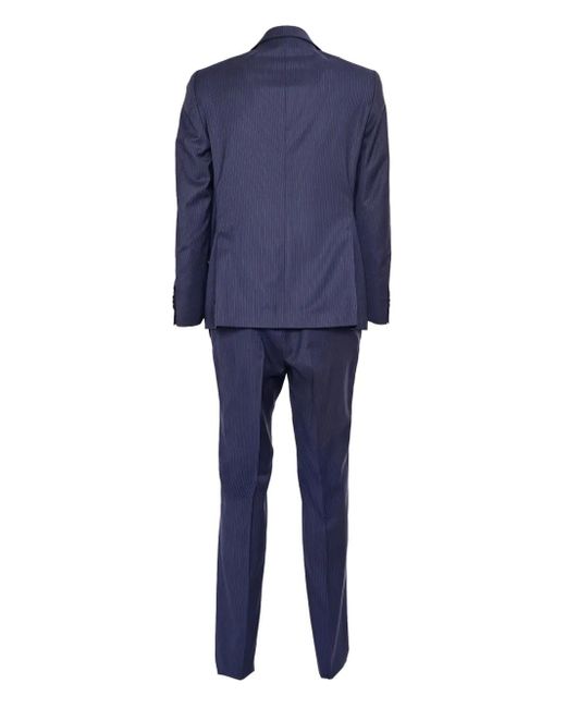 Luigi Bianchi Blue Pinstripe Wool Suit for men