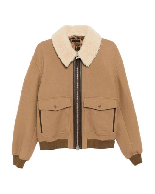 Tom Ford Wollen Jack Met Rits in het Natural voor heren