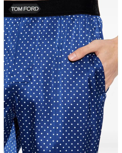 Pantalones De Pijama A Lunares Tom Ford de hombre de color Blue