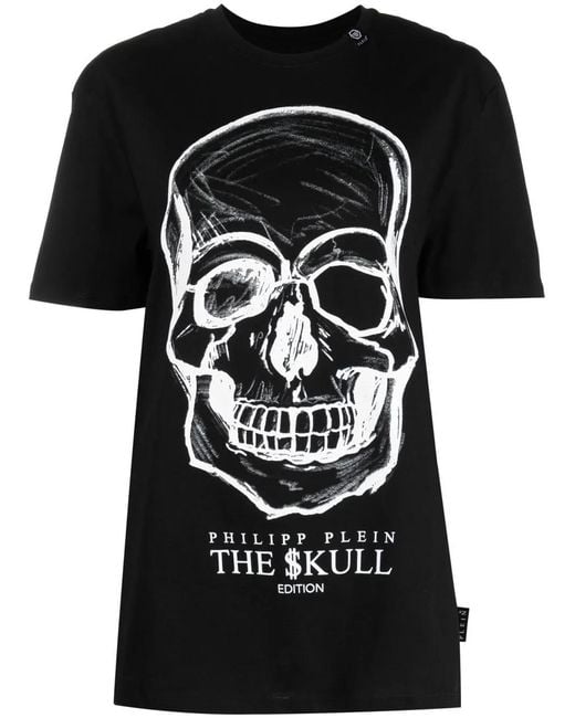 Philipp Plein Black Skull-Print Cotton T-Shirt