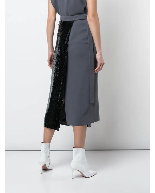 Tibi Black Sequinned Wrap Skirt