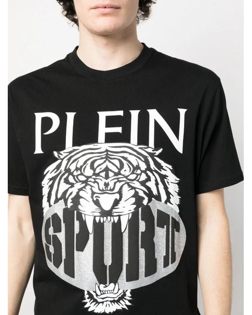 Philipp Plein Black Ss Tiger Round-Neck T-Shirt for men