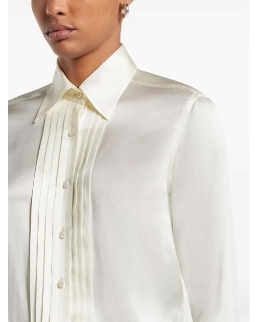 Tom Ford プリーツ シルクシャツ White
