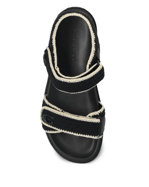 COACH Brynn Gehaakte Sandalen Met Dubbele Bandjes in het Black