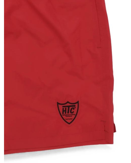 HTC Red Logo-Patch Drawstring Swim Shorts for men