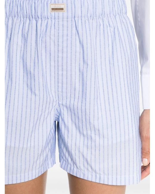 Gucci Blue Logo-print Cotton Shorts