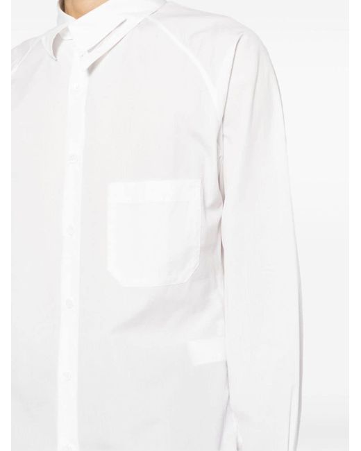 メンズ Yohji Yamamoto アシンメトリーカラー シャツ White