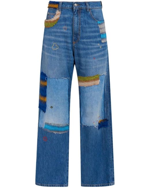 Marni Blue Patchwork Straight-leg Jeans for men