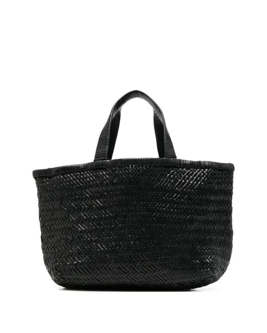 Manebí Black Sac Cabas New Sunset Médium En Cuir Tressé