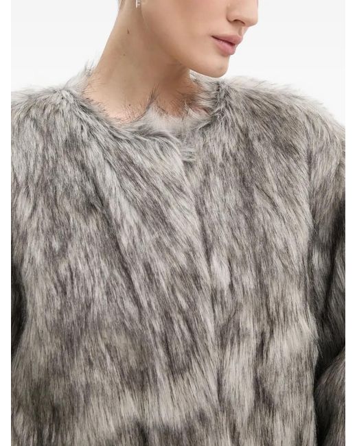 Gestuz Gray Wiliagz Mottled-Faux-Fur Coat