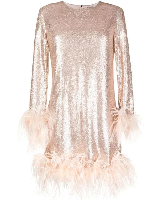 Gilda & Pearl Pink Seraphina Feather-Trim Midi Dress