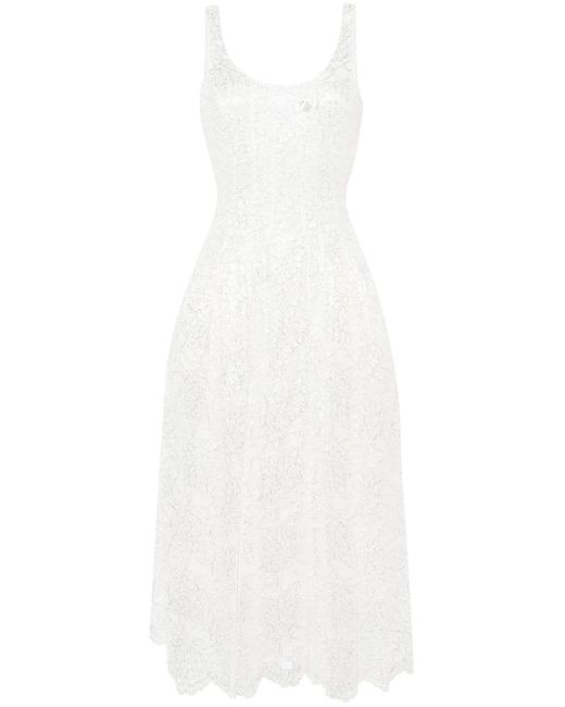 Simone Rocha White Floral-lace Midi Dress