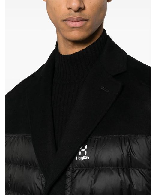 Junya Watanabe Black Logo-Print Single-Breasted Padded Coat for men