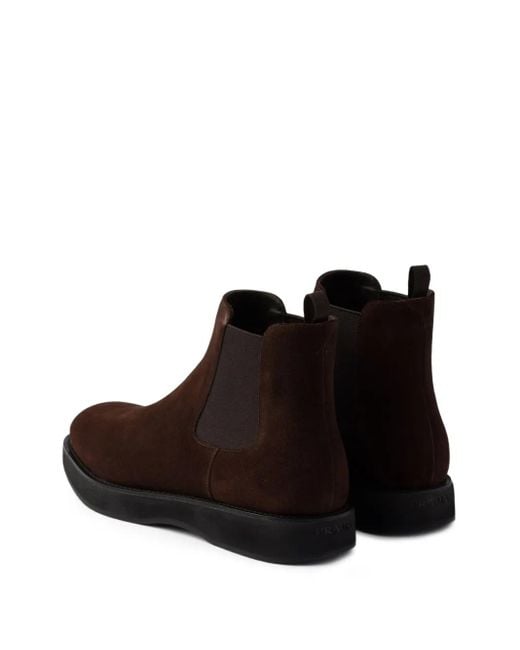 Prada Brown Elasticated-Panel Chelsea Boots for men