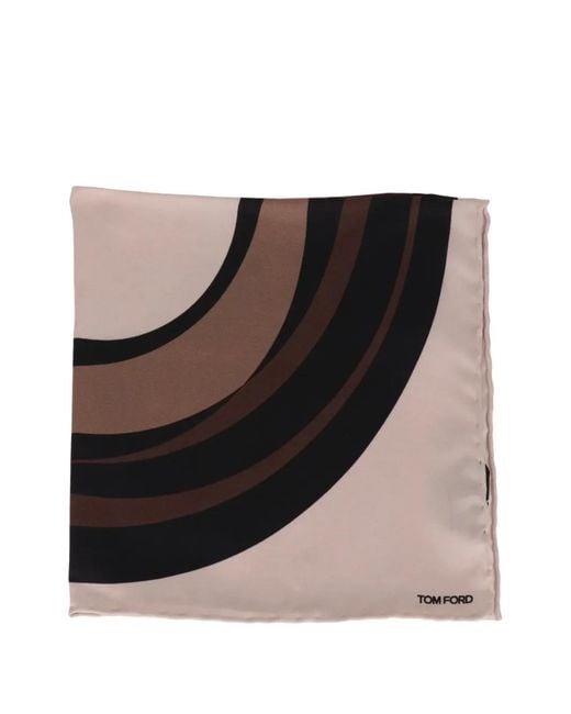 Tom Ford Black Geometric-Print Pocket Square for men