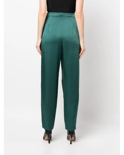 Alberta Ferretti Green Bow-Detail Tapered Trousers