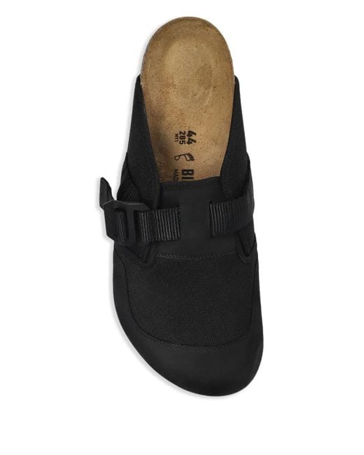 Birkenstock Black Boston Nova Buckled Slides for men