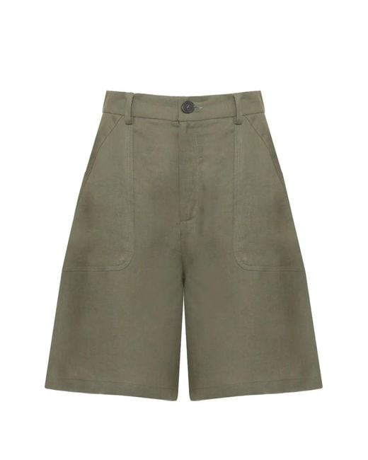 Emme Green Linen Tailored Bermuda Shorts